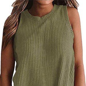 Casual Tank Top Sleeveless Twist Knot Waffle Top